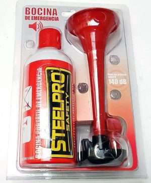 bocina steelpro empacada Bocina portátil de emergencia Steelpro de 140 decibeles