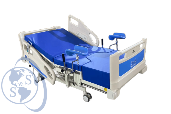 Cama de Parto Eléctrica Gineco-Obstétrica Multiposición color azul cama de parto eléctrica color azul listas para distribución hospitalaria