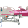 Cama de parto eléctrica color rosada en posición Trendelenburg cama de parto eléctrica color rosada en posición trendelenburg listas para distribución hospitalaria