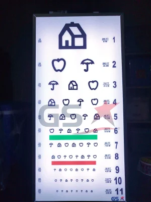 Cartilla de Snellen Led a 3 metros para niños y analfabetos con luz encendida