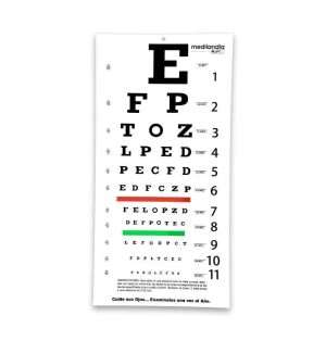 Cartilla óptica Snellen de cartulina para 3 y 6 metros