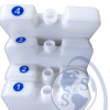Cuatro paquetes fríos GS de 0.4 litros numerados del 1 al 4 para termo porta vacunas KST.