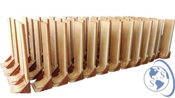Lote de tableros de madera de 110 cm con tope movil en stock para tallar niños menores de 2 años