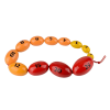 Orquidómetro de Prader original, producto vista echado. 12 esferas utilizado para medir volumen testicular en entornos clínicos.