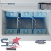 Cooler porta muestras de 12 litros abierto con 6 paquetes fríos y sonda de termómetro digital externo