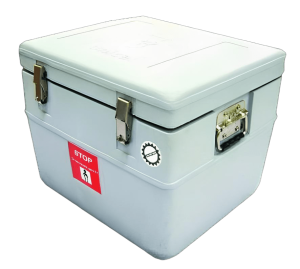 Caja transportadora de vacunas 7 L blowkings CB-55-CF con tapa abatible y asas de transporte